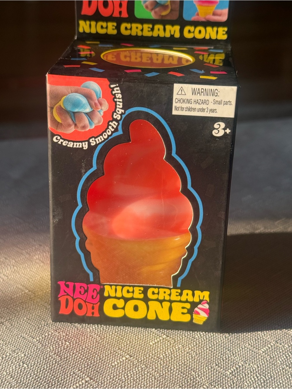 NeeDoh Nice Cream Cone Orange Coral Squishy Sensory Fidget Toy New in Box